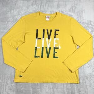 Lacoste L!VE yellow long sleeve graphic tee size 8 bold logo streetwear Casual